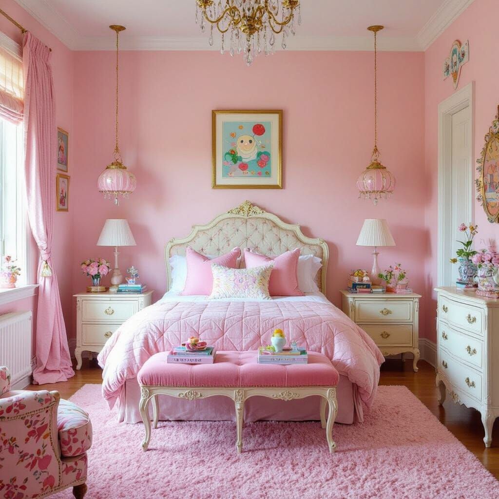 Pink Bedroom: Preppy Charm Meets Weirdcore Aesthetic