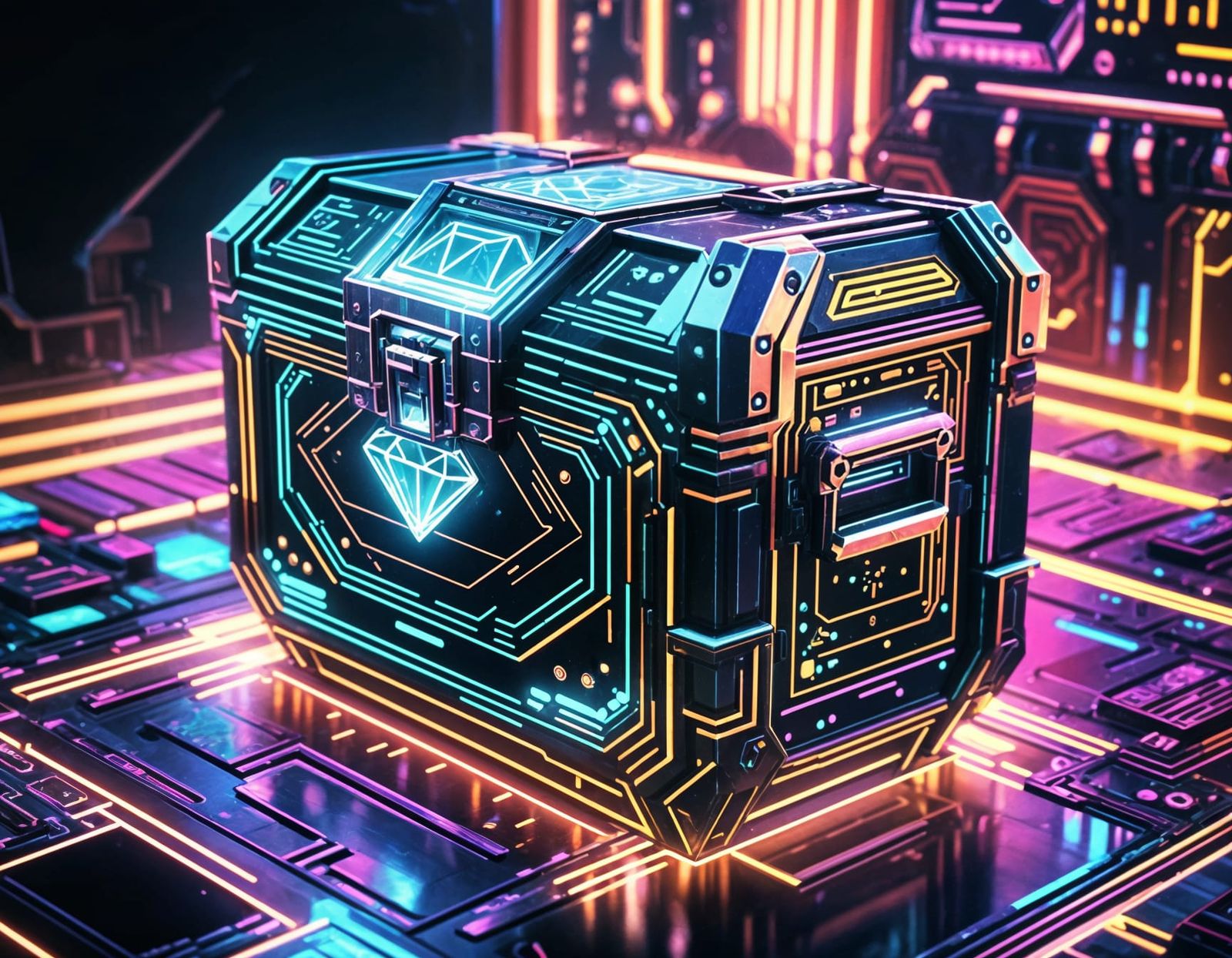 Futuristic Diamond Credit Chest: Sci-Fi Treasure