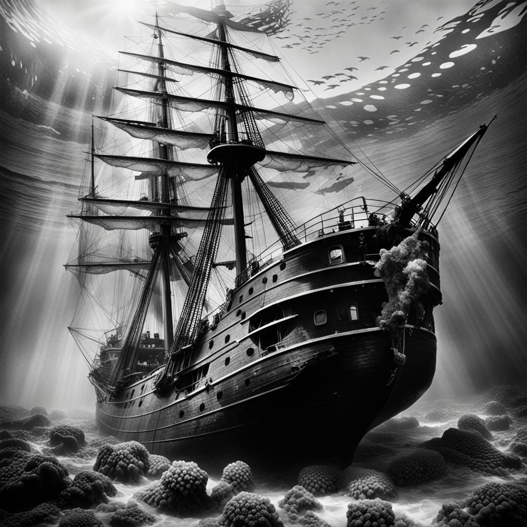 Sunken Ship: 1930s Vogue Double Exposure Photography