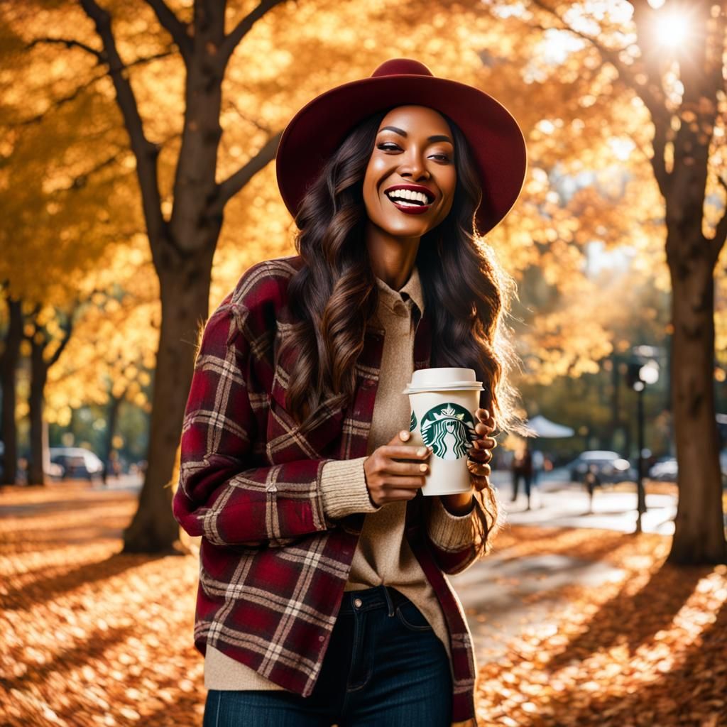 Autumn Woman in Park with Golden Light, Oil Painting