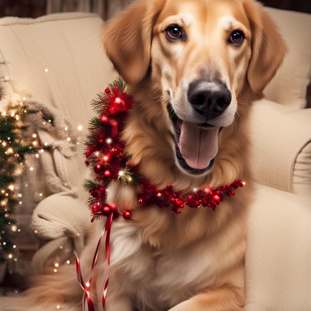 Christmas Dog Festive AI Image