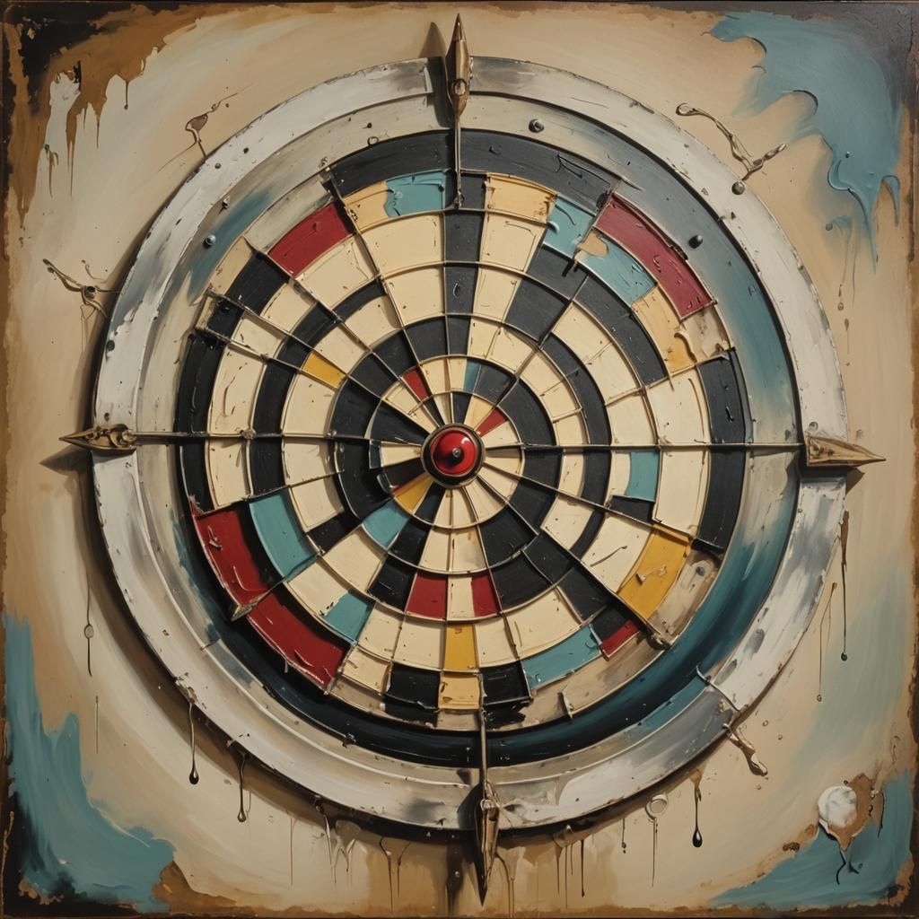 Surreal Melting Dartboard in Dali Style