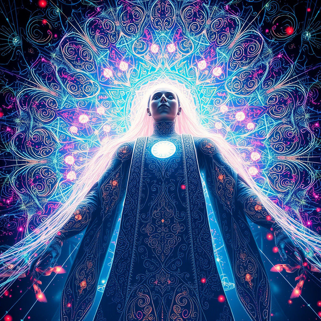 Omnipotent Creator in Cosmic Tapestry: Dreamlike Matte Paint...