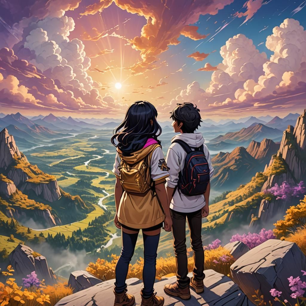 Katelyn and Travis in Fantasy Landscape, Digital Art