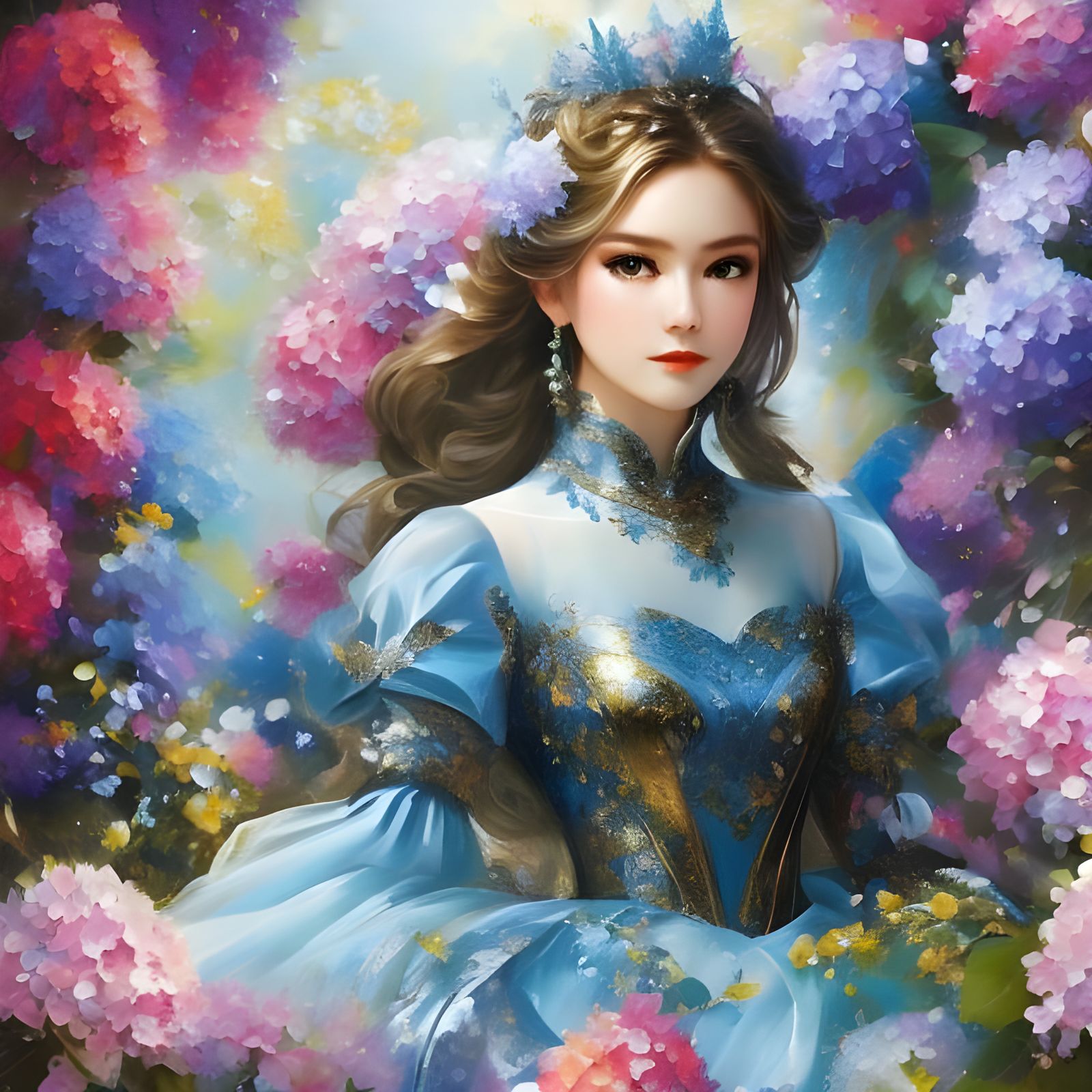 Anime Girl Silhouette with Floral Birds SpeedPaint