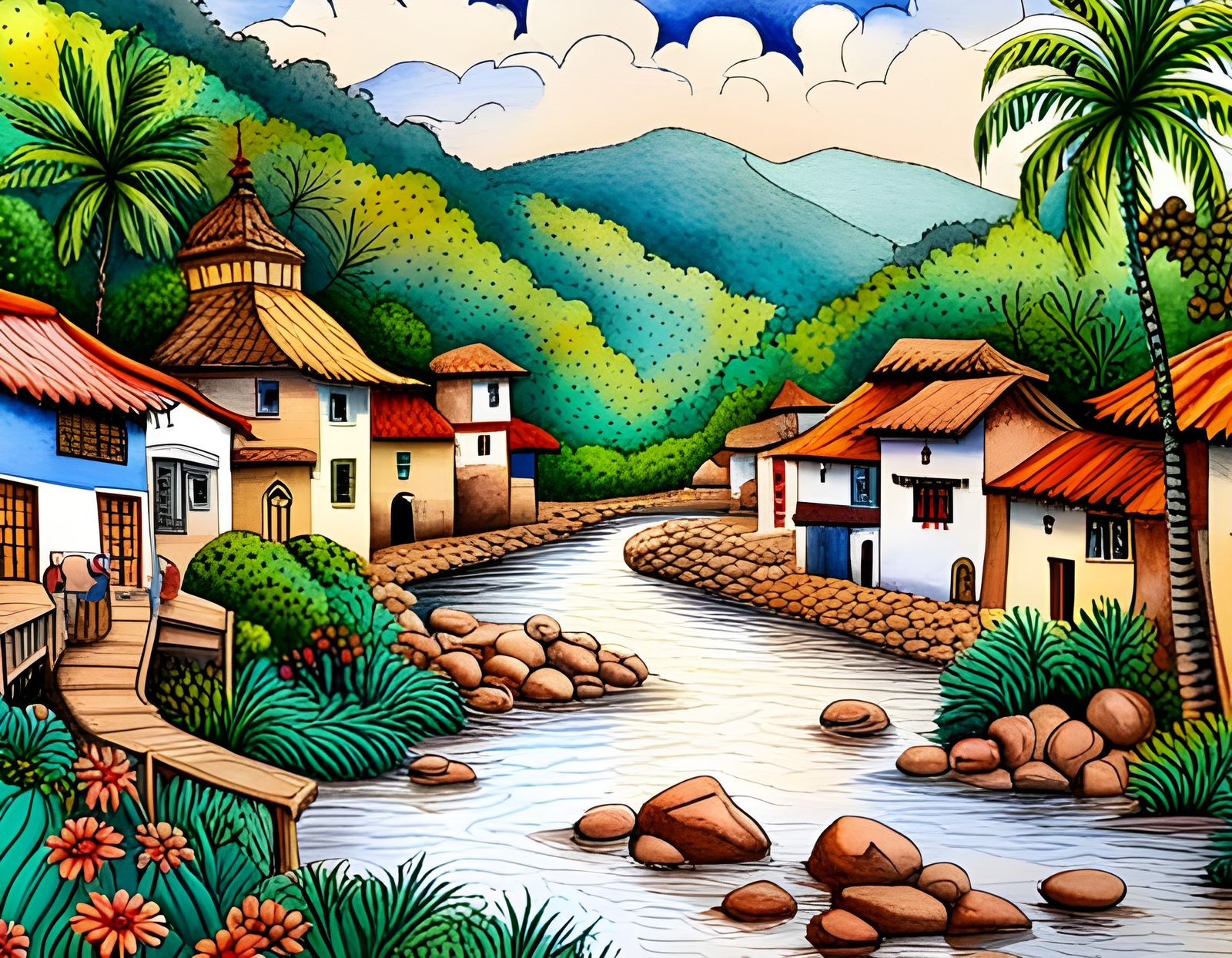 City Landscape #65 Colombian village