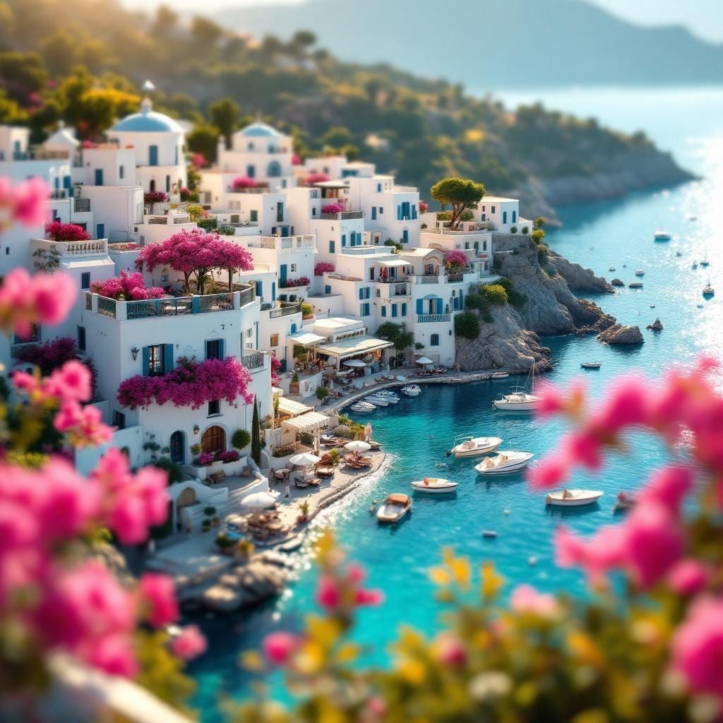 Miniature Mediterranean Town on a Sunny Morning