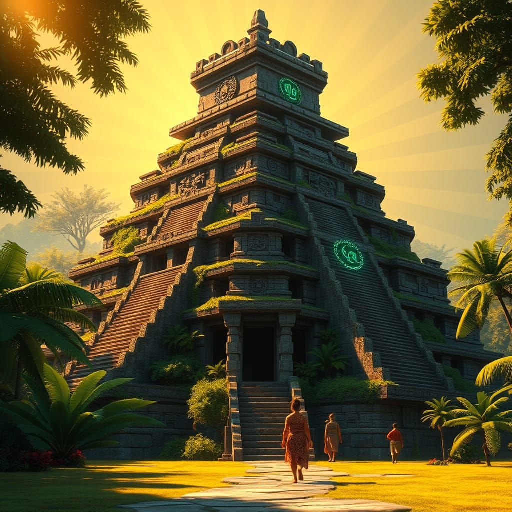 Ancient Mesoamerican Temple Unfolds in Vibrant Tropical Jung...
