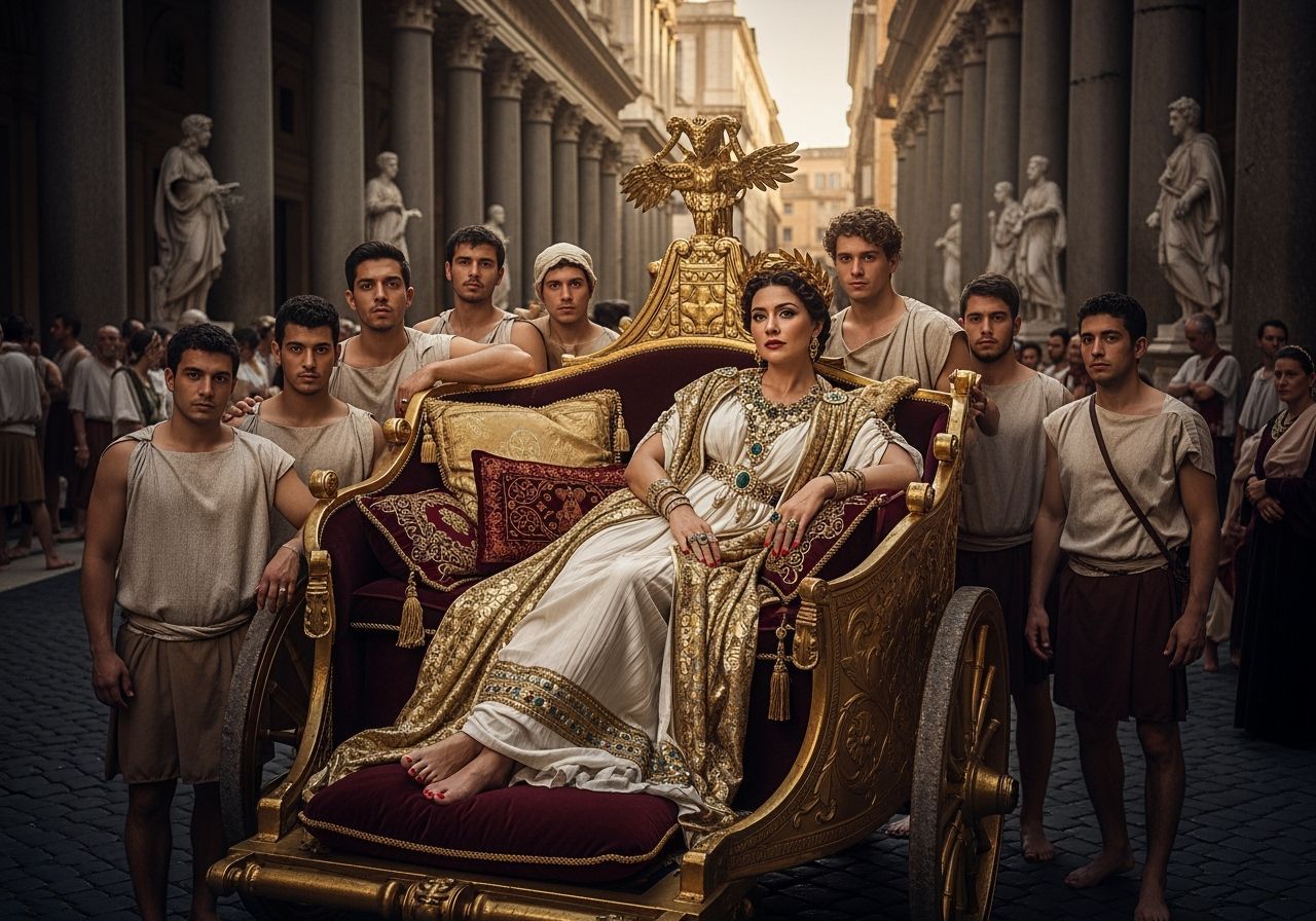 Roman Empress in Gold Chariot: Baroque Opulence