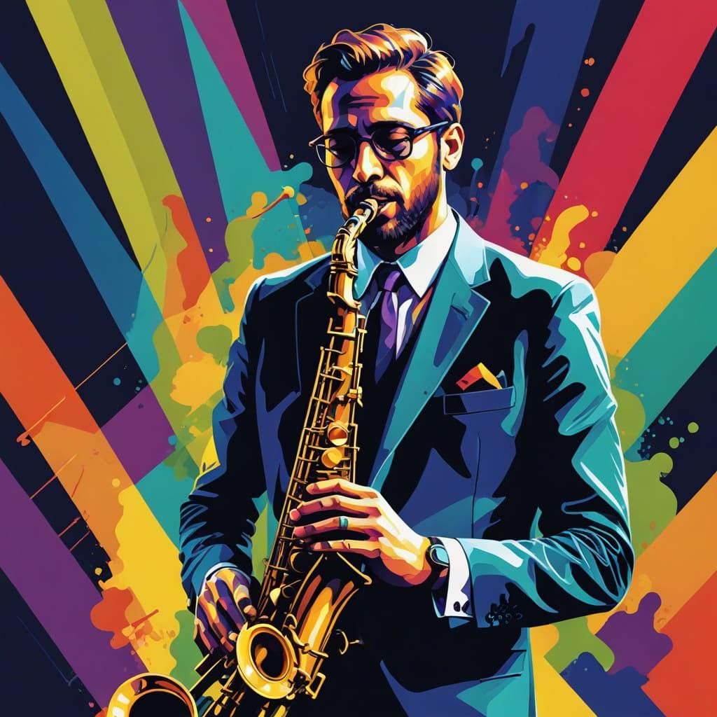 Jazz Saxophonist in Smoky Club, WPAP Pop Art