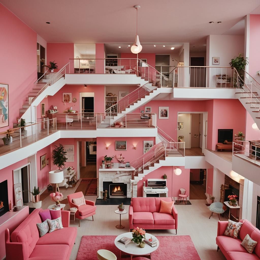 Retro Mid-Century Modern Barbie Dreamhouse Interior