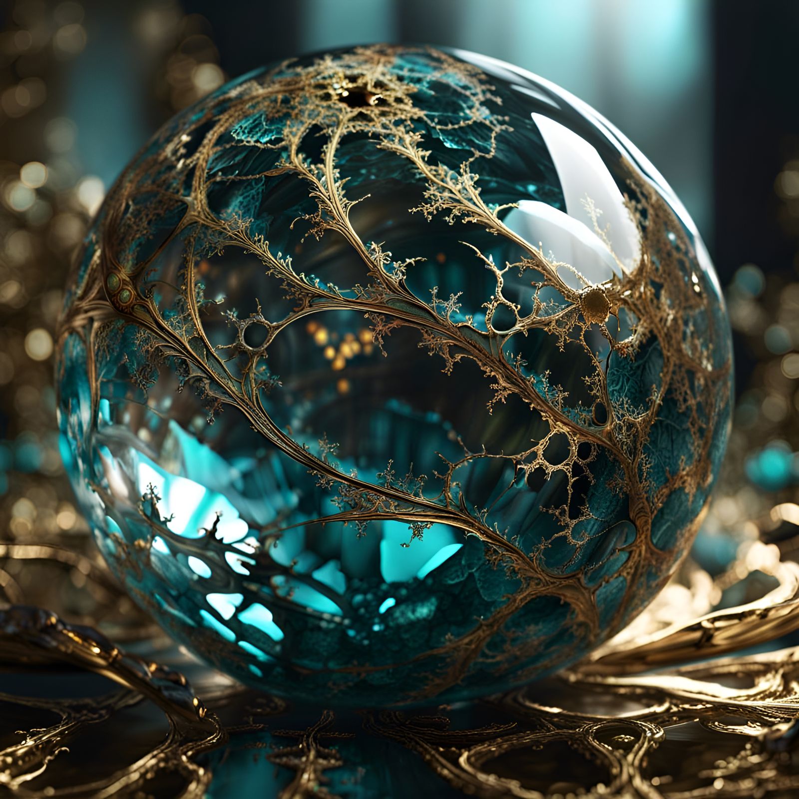 Cracked Glass Sphere with Fractal Details