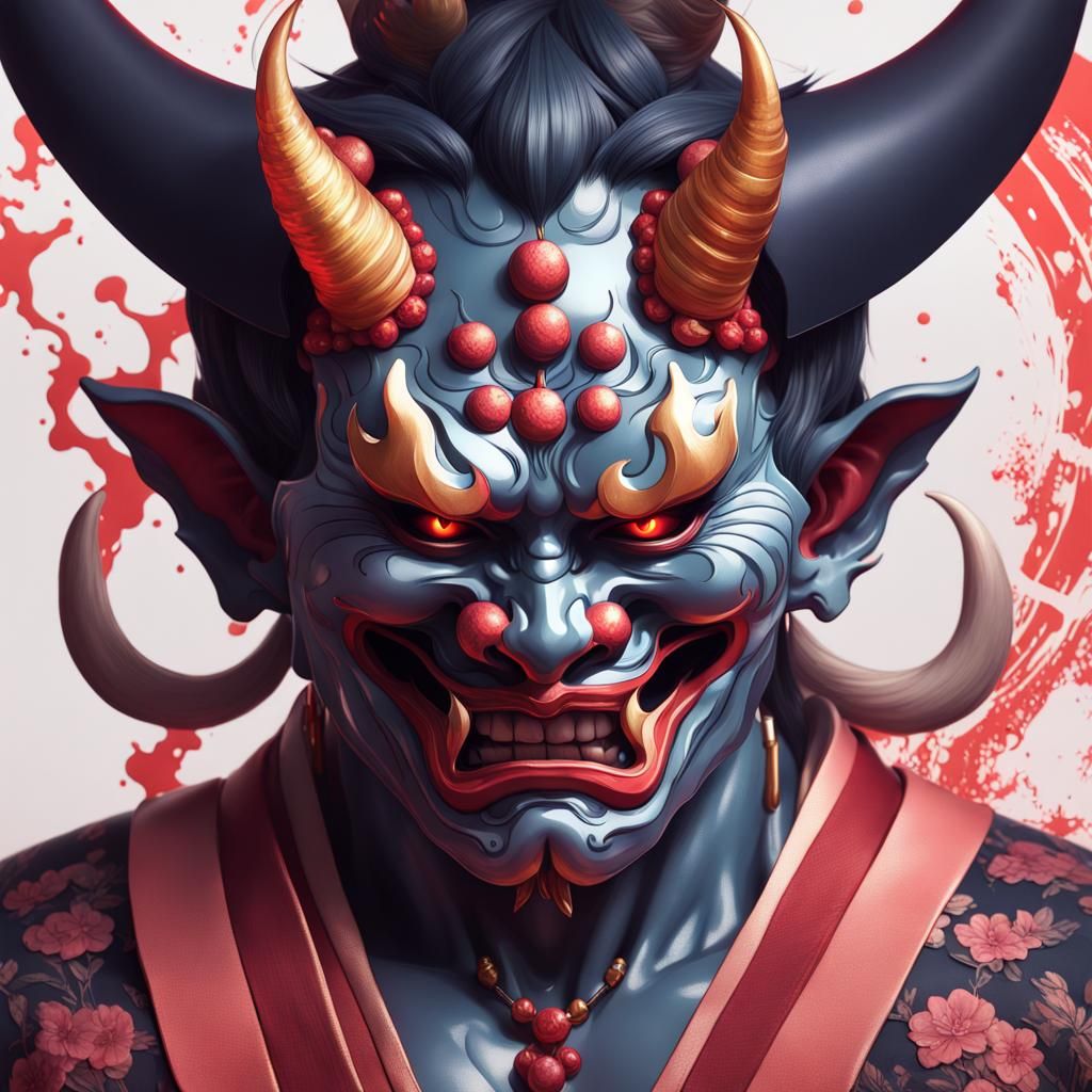 Detailed Prajna Devil Hannya Portrait