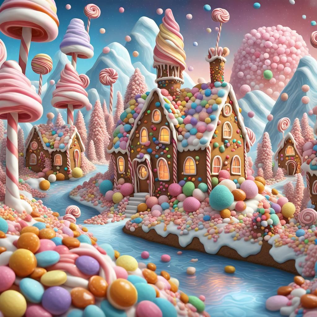 Marshmallow candy village