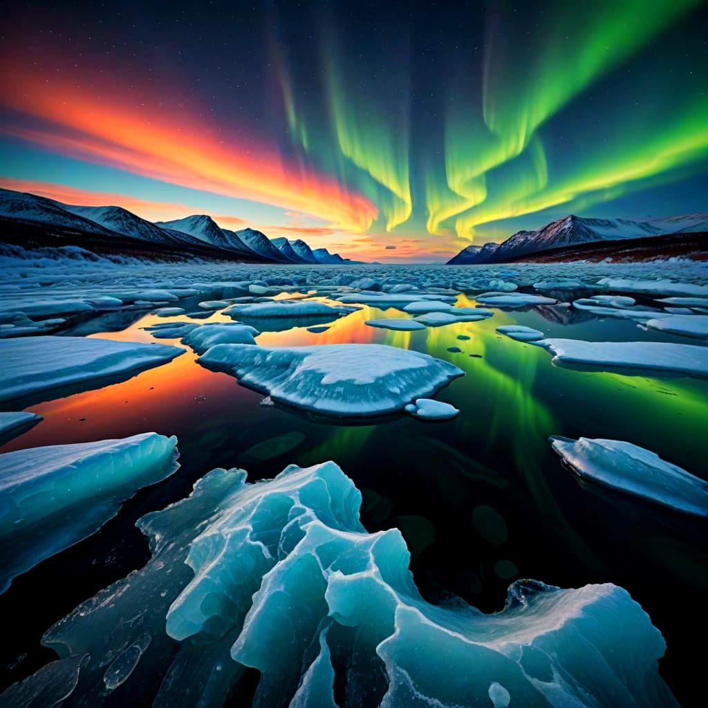 Vibrant Northern Lights Over Arctic Ocean