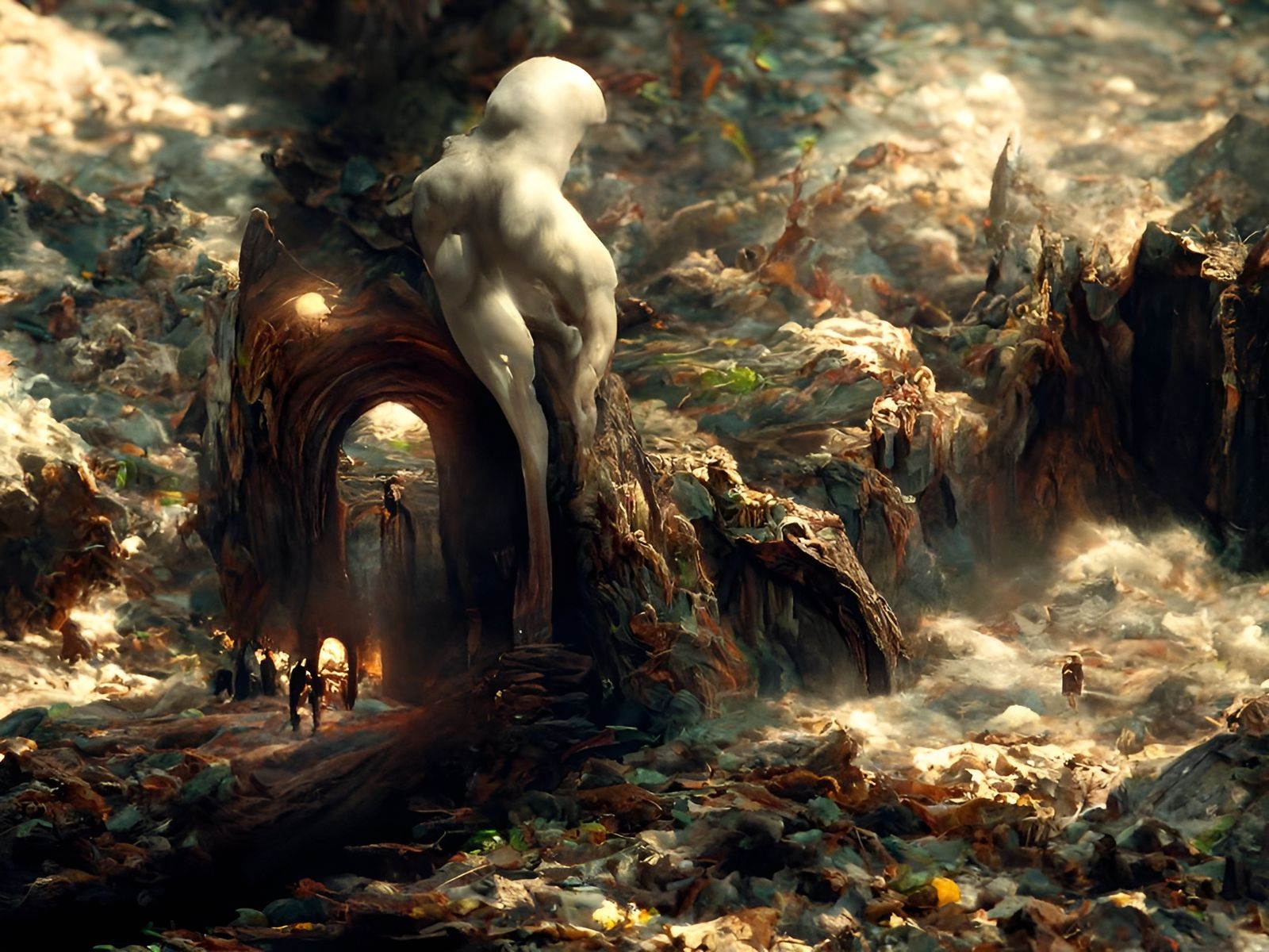 Underworld Pathways: A Hellish Oil Painting