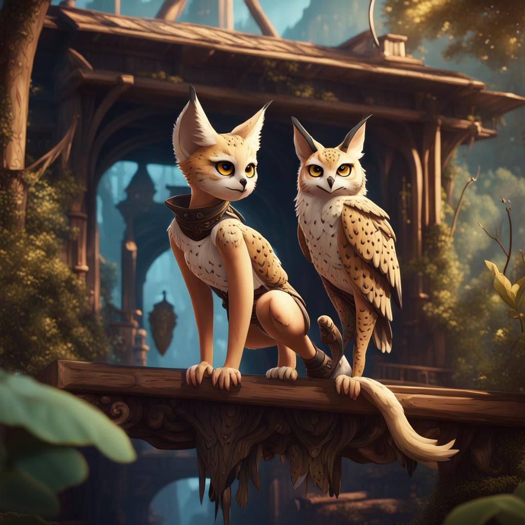 Owl House Style Serval Girl: Fantasy Art