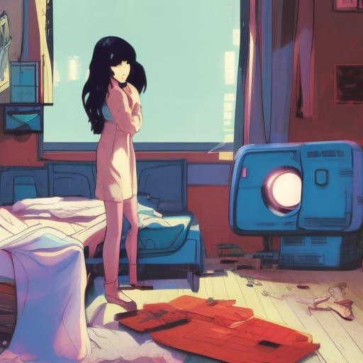 Cyberpunk Lo-fi Room Illustration