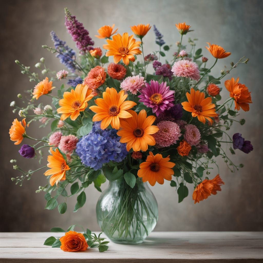 A captivating professional photograph of a stunningly beautiful flower contest. The image showcases a vibrant array of f...