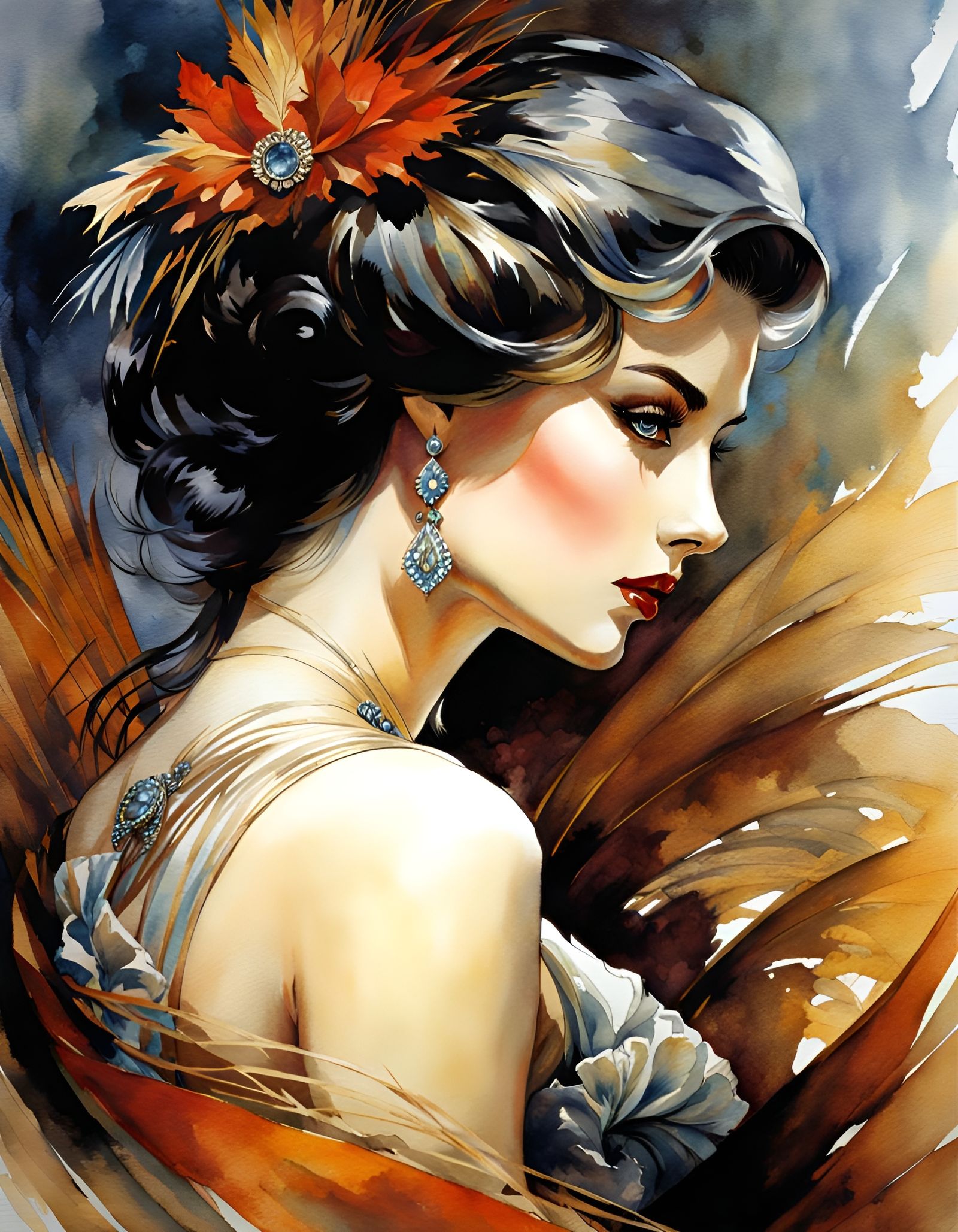 Watercolor Portrait of Beautiful Woman, Abstract Wallpaper