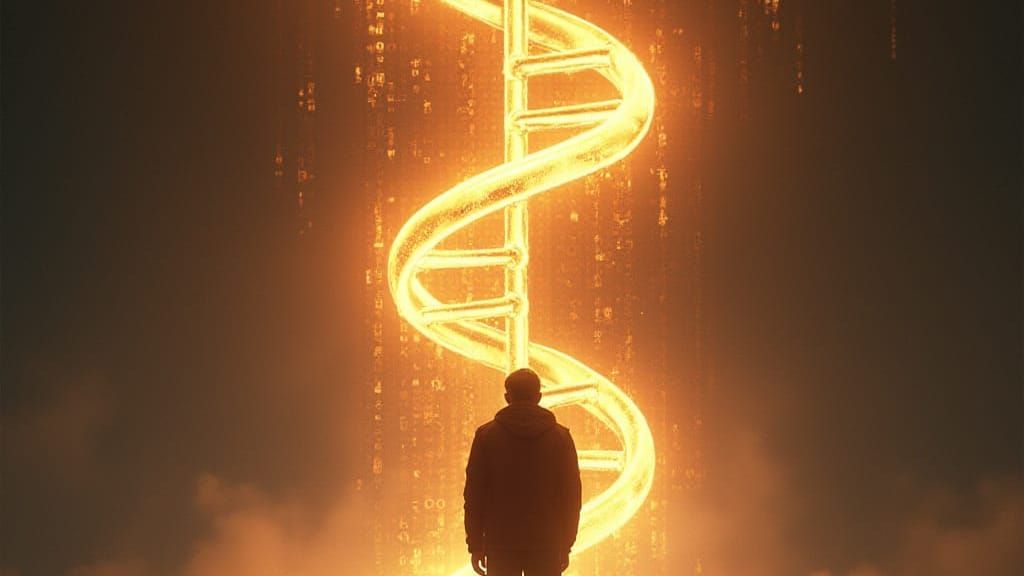Eminent Attorney Standing Beside DNA Helix