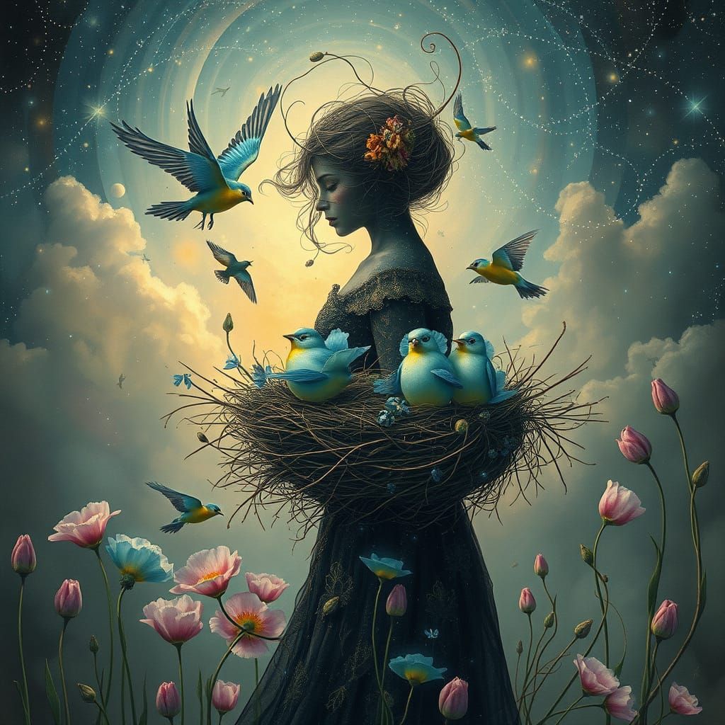 Nature Intertwined: Dreamlike Mindscape with Iridescent Aura