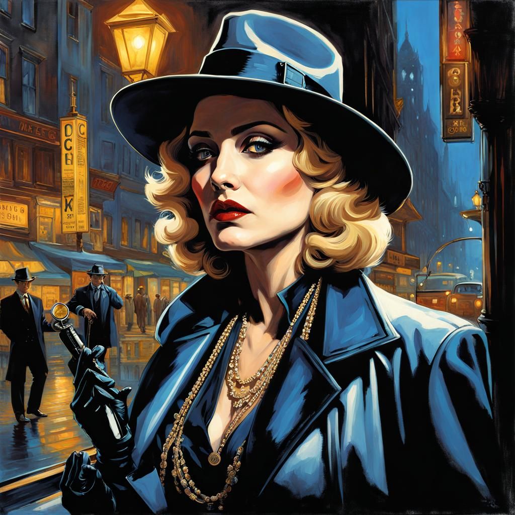Madonna as Steampunk Detective in Noir City