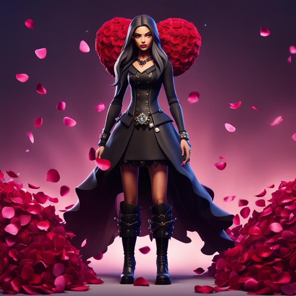 Gothic Rose Character Design in Game Art Style