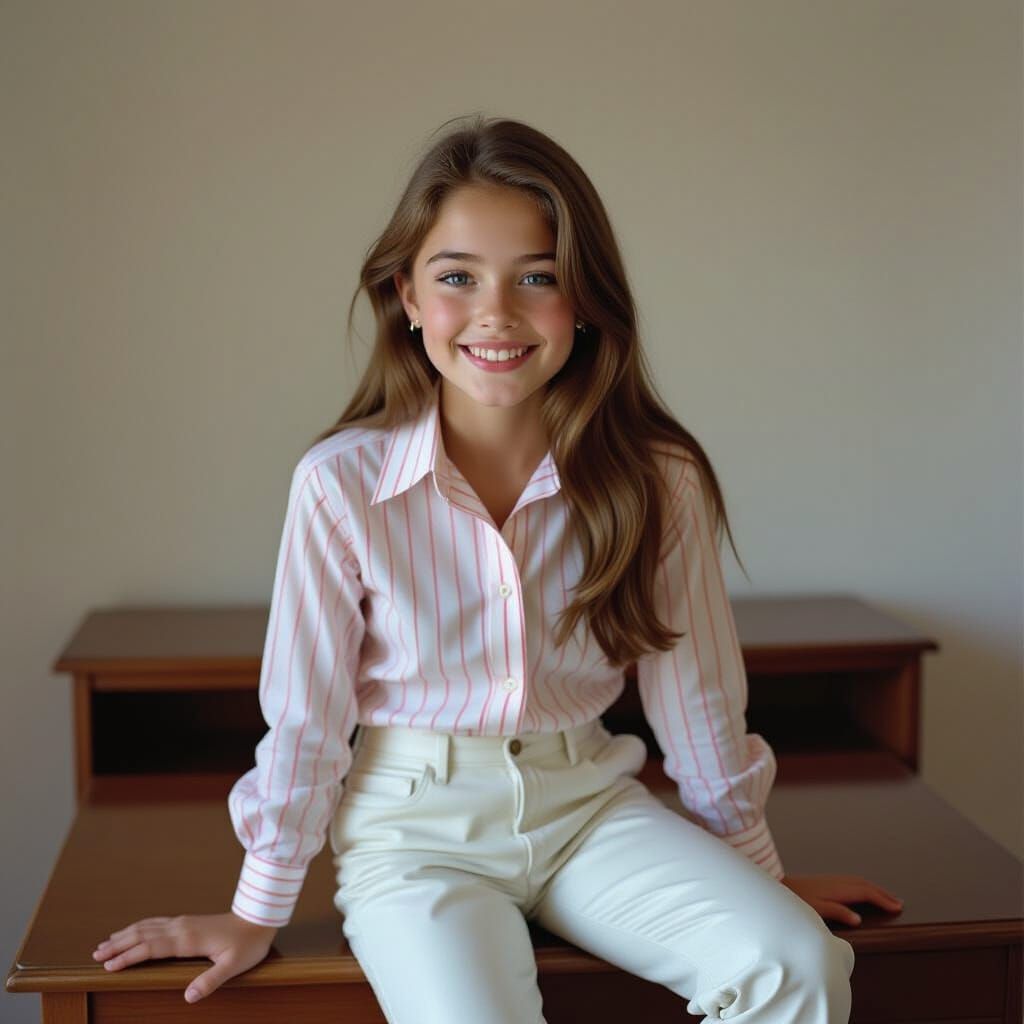 Girl Climbing Desk, Candid Photography Style