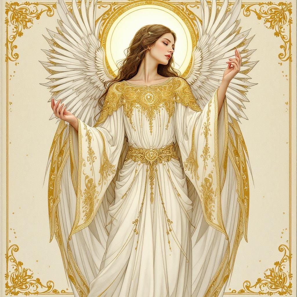 Ethereal Angel Zagzagel in Art Nouveau Style