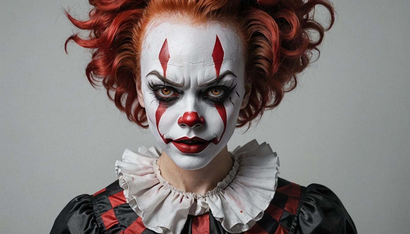 Woman with Pennywise Inspired Makeup
