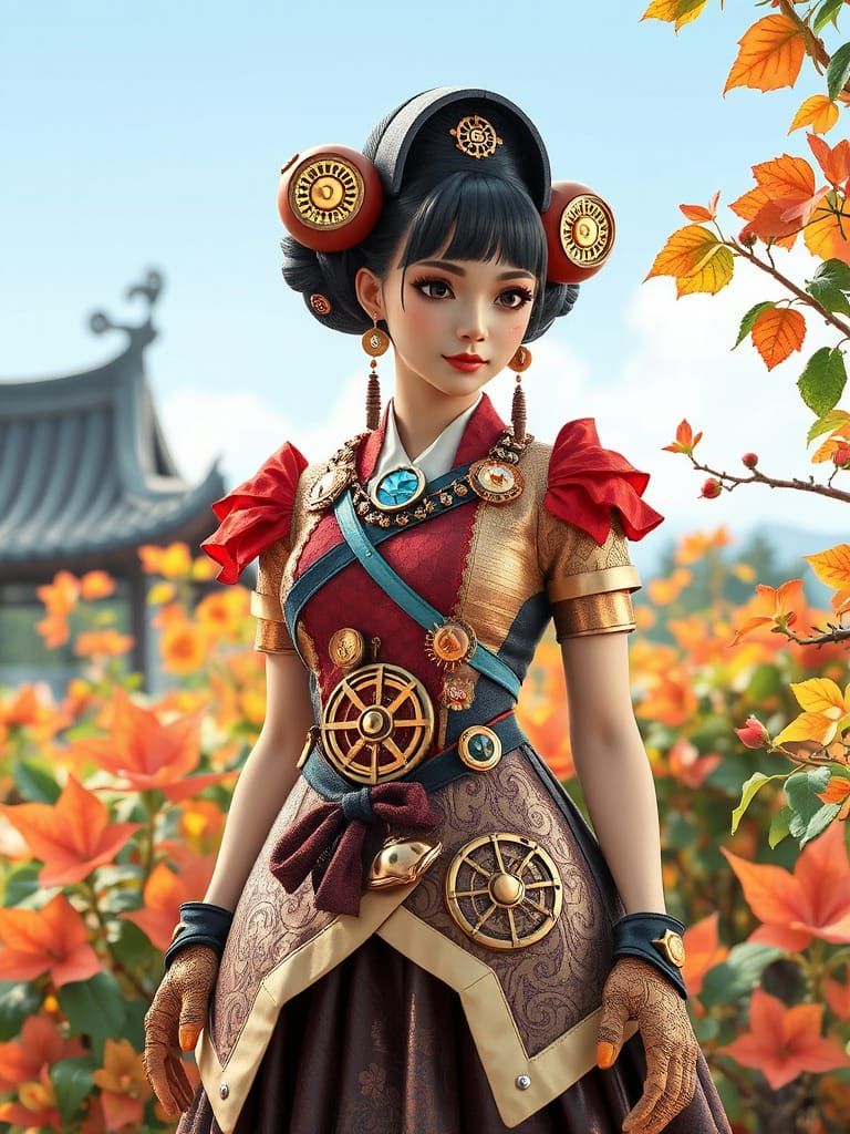Surreal Joseon Princess Embodies Steampunk Whimsy in 3D