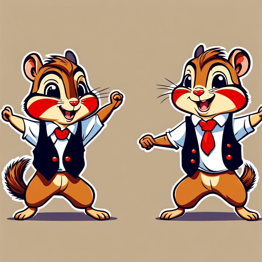 Cartoon Chipmunks Dancing in Vests