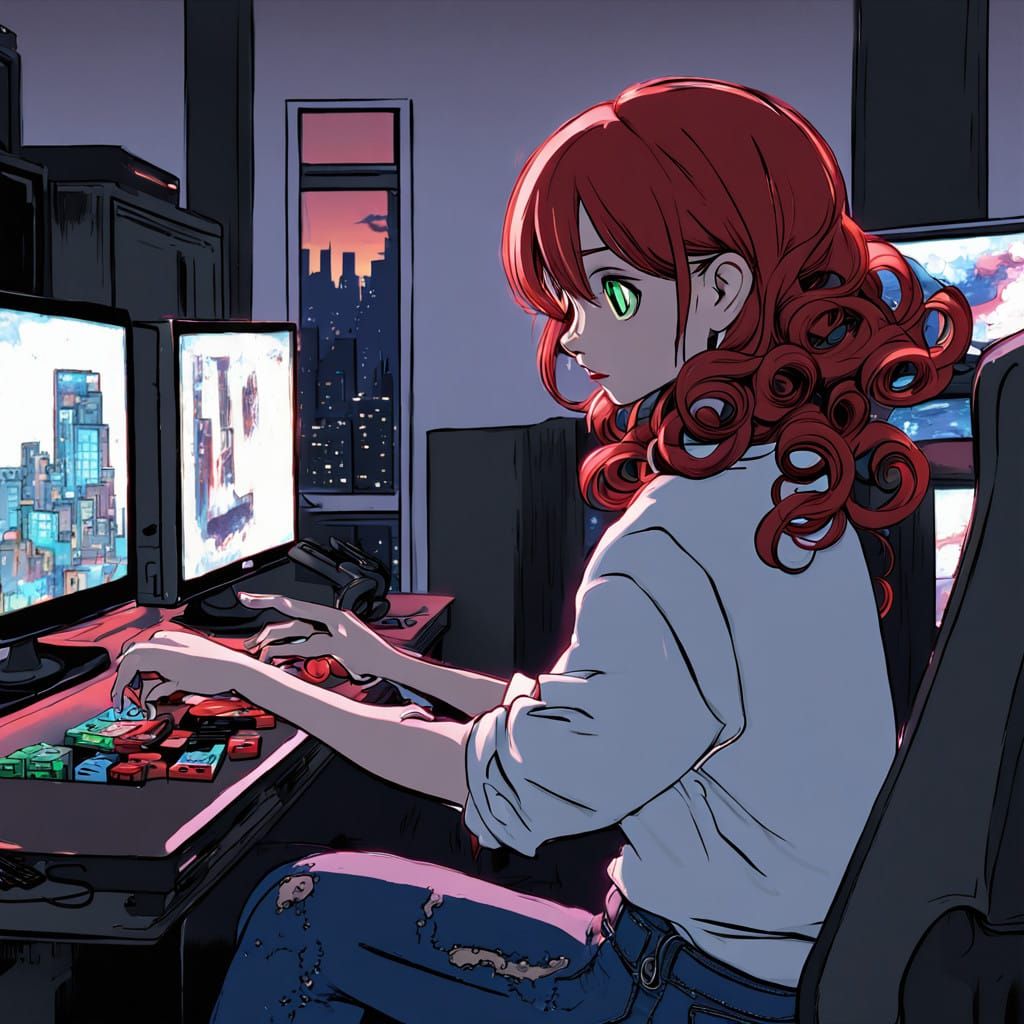Gaming Girl in Anime Style