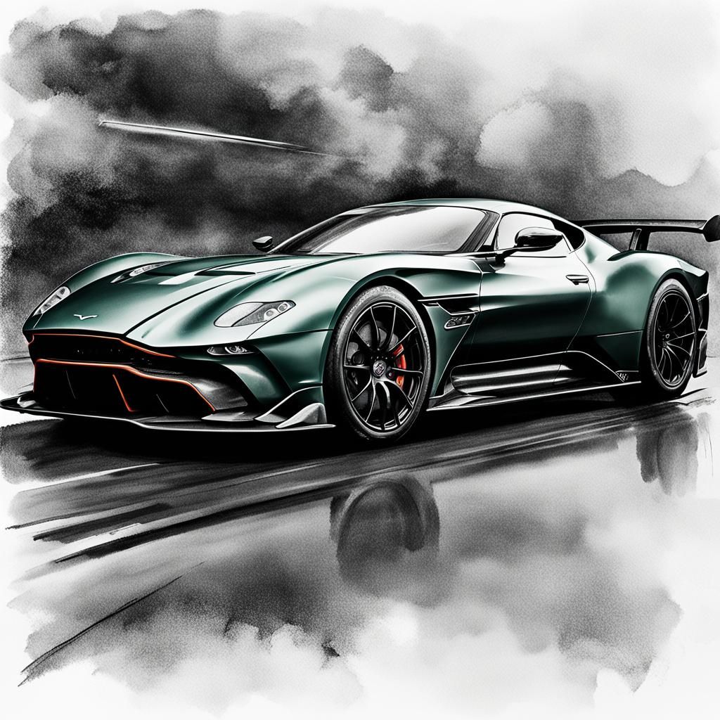 Drawing of a Aston Martin Vulcan