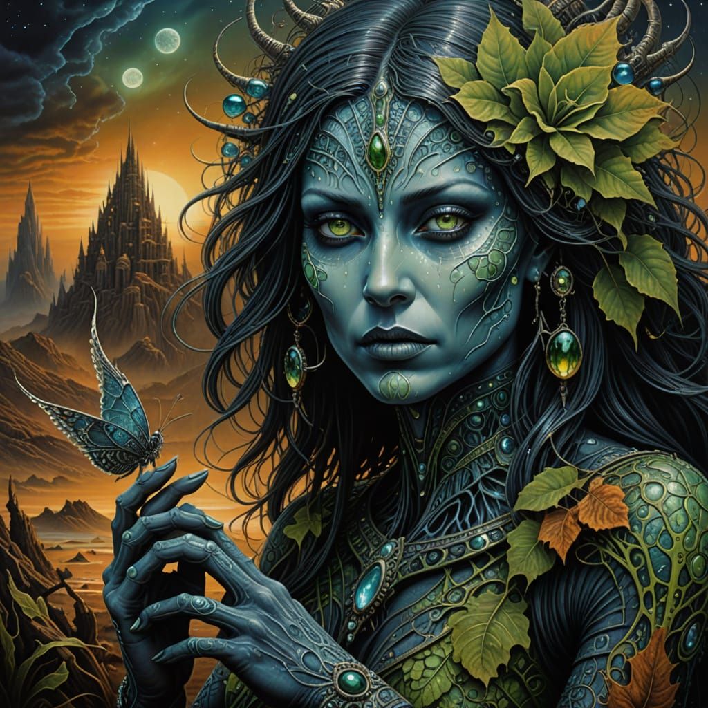 Mystical Woman with Tribal Markings in Dramatic Lighting