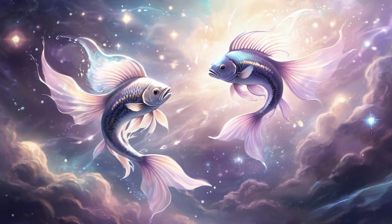 Celestial Fish in a Dreamy Cosmic Galaxy