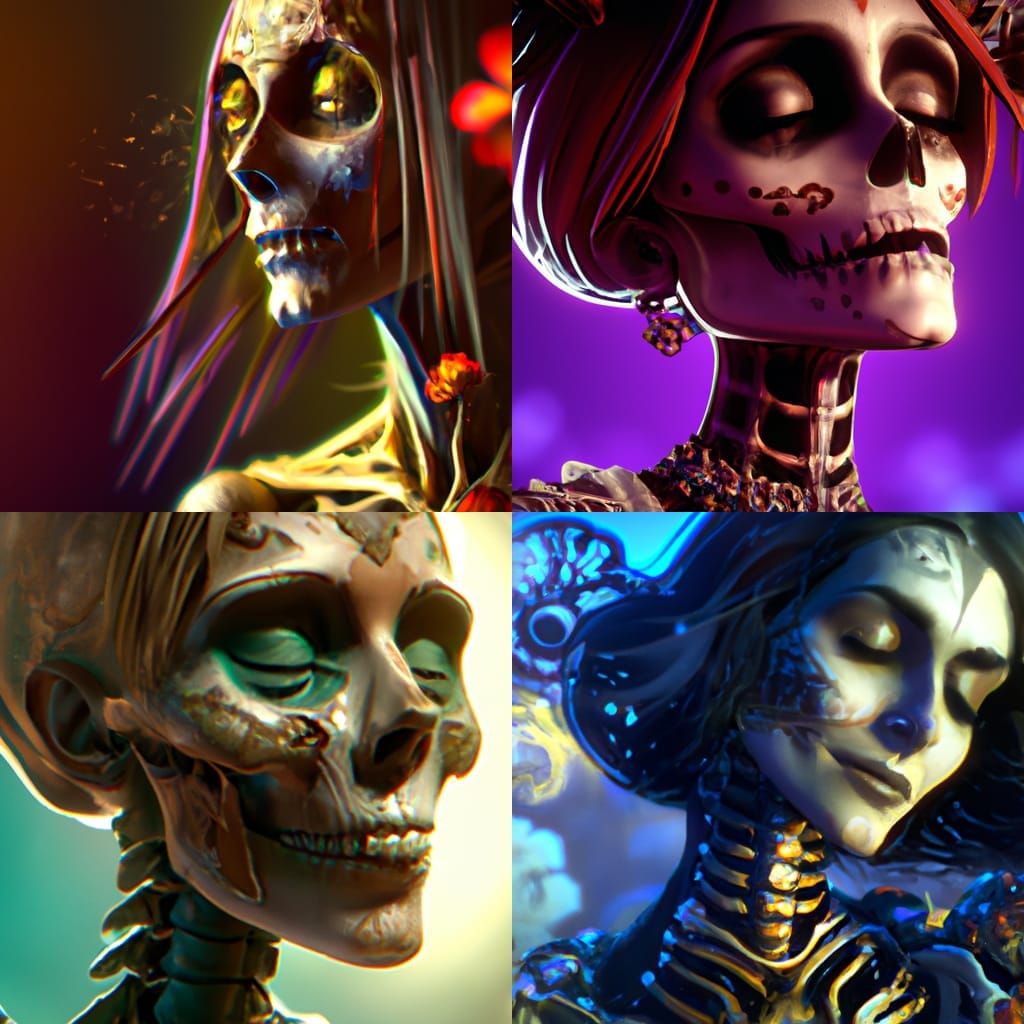 Intricate Skeleton Lady Portrait in Hyperdetailed Style