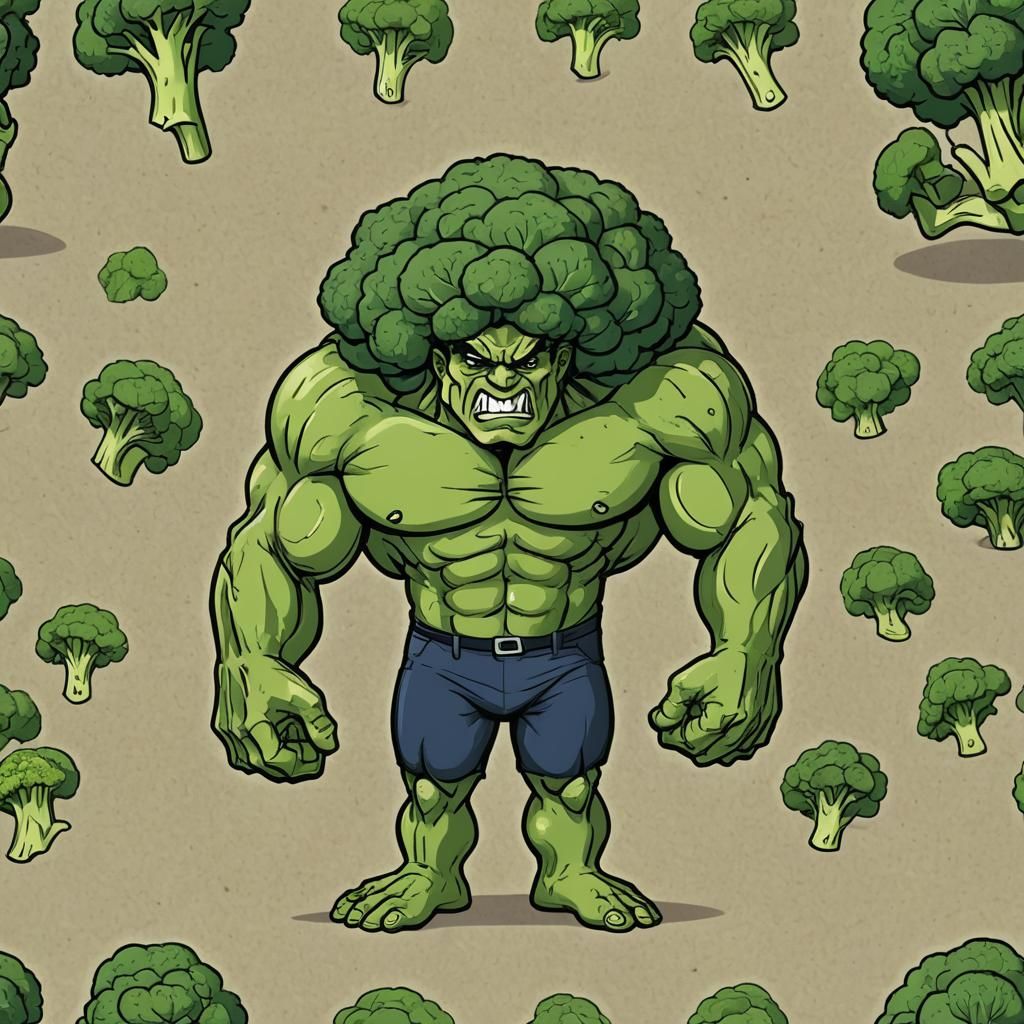 Muscled Broccoli Cartoon Character