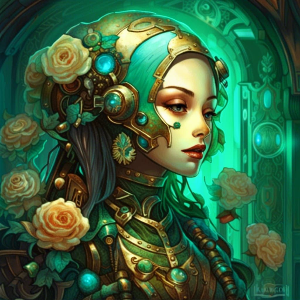 Steampunk Cat Skull in Anime Style