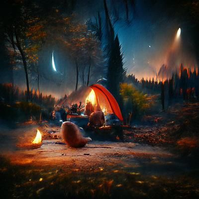 Cozy Campsite Under the Stars: Matte Painting