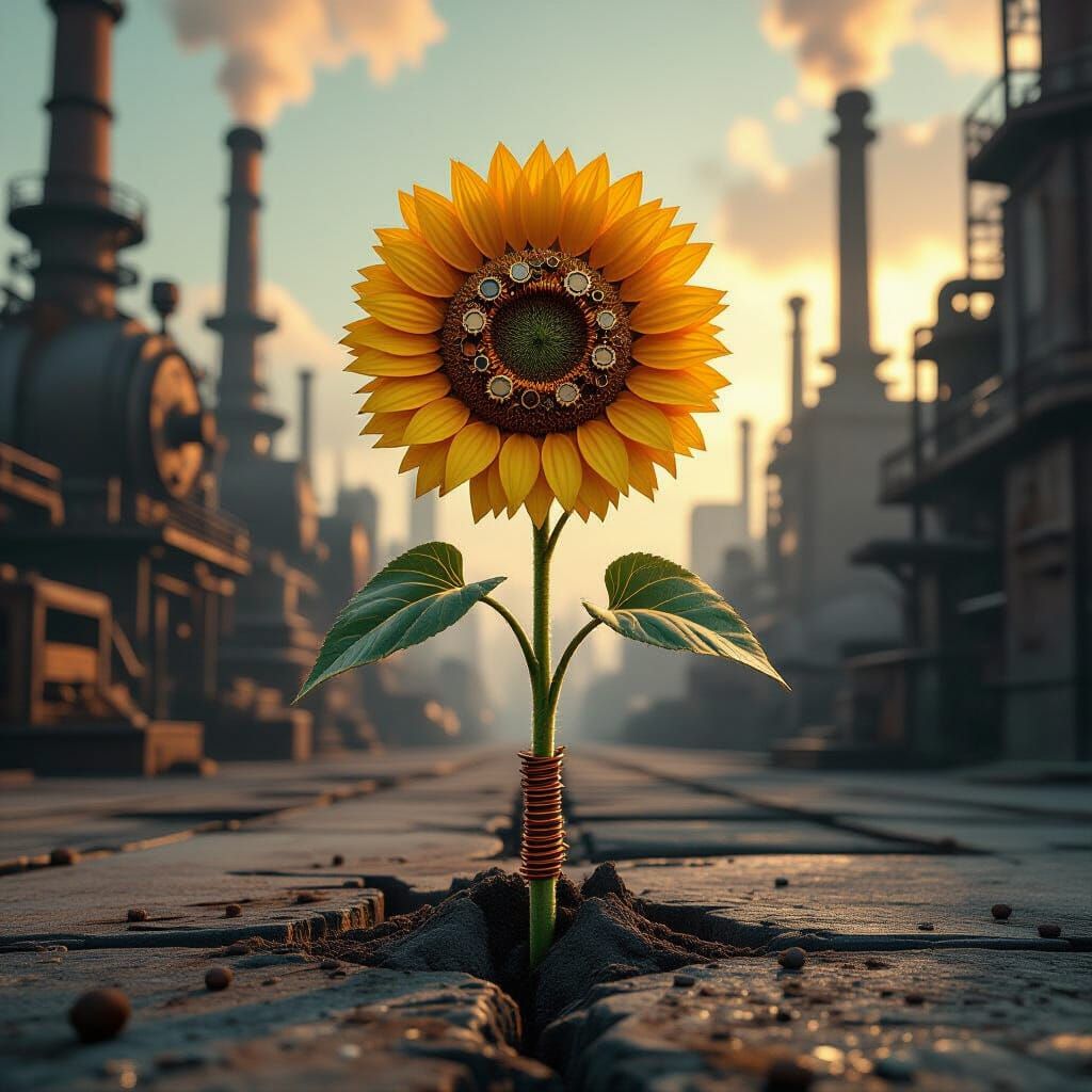 Steampunk Sunflower: Resilience in Industry
