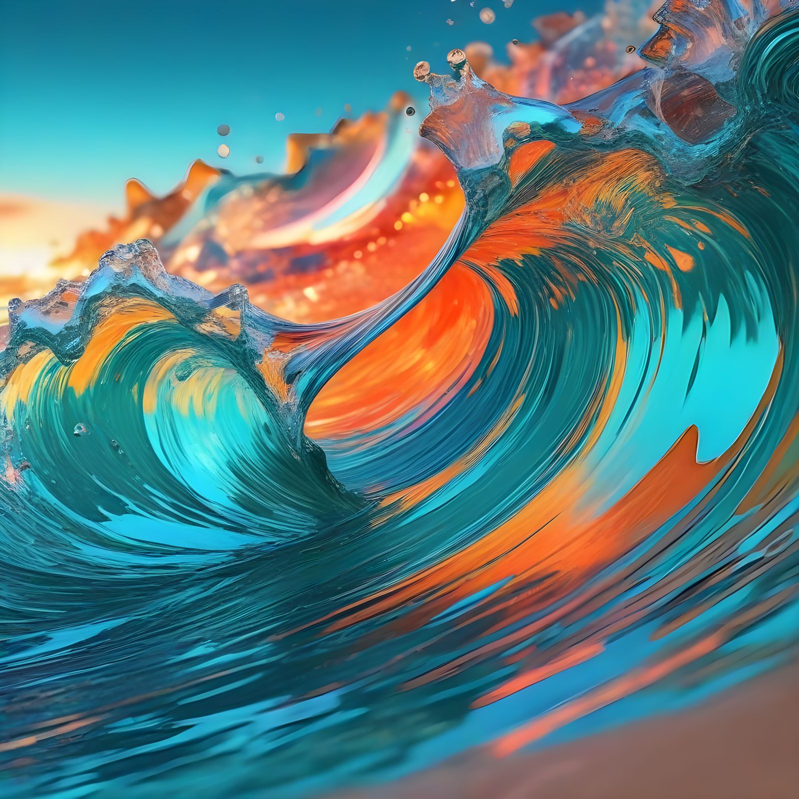 Vibrant Ocean Wave Glass Wall Art