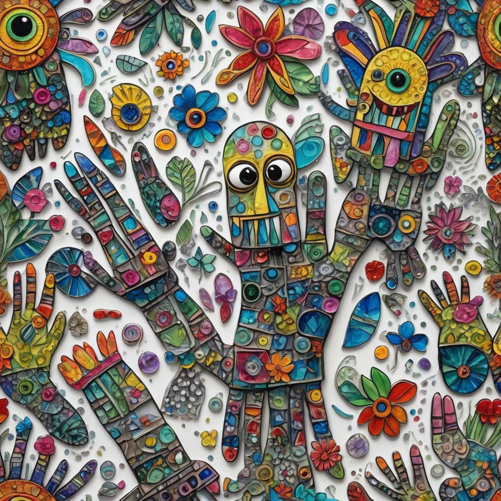 Rainbow Spongebob with Iridescent Scales in 3D Digital Art