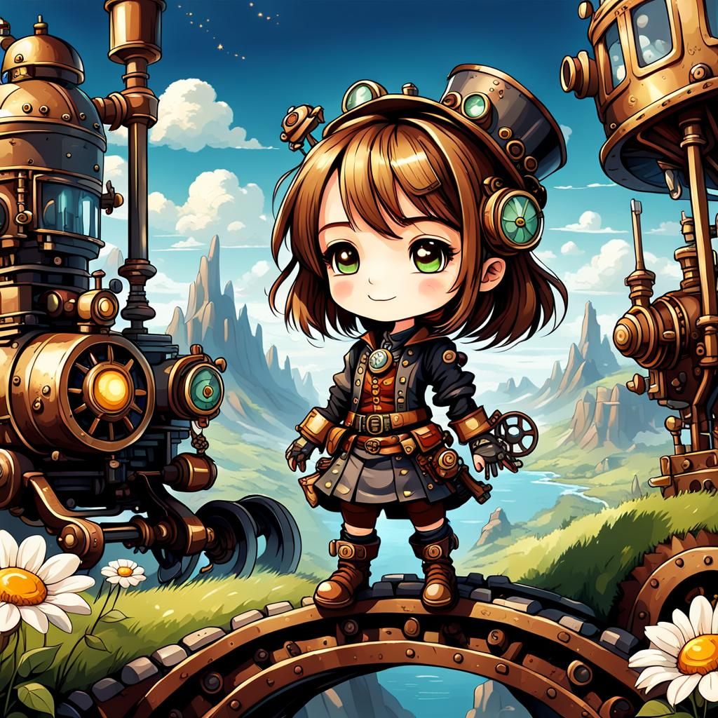 Steampunk Chibi Character with Delightful Graphics