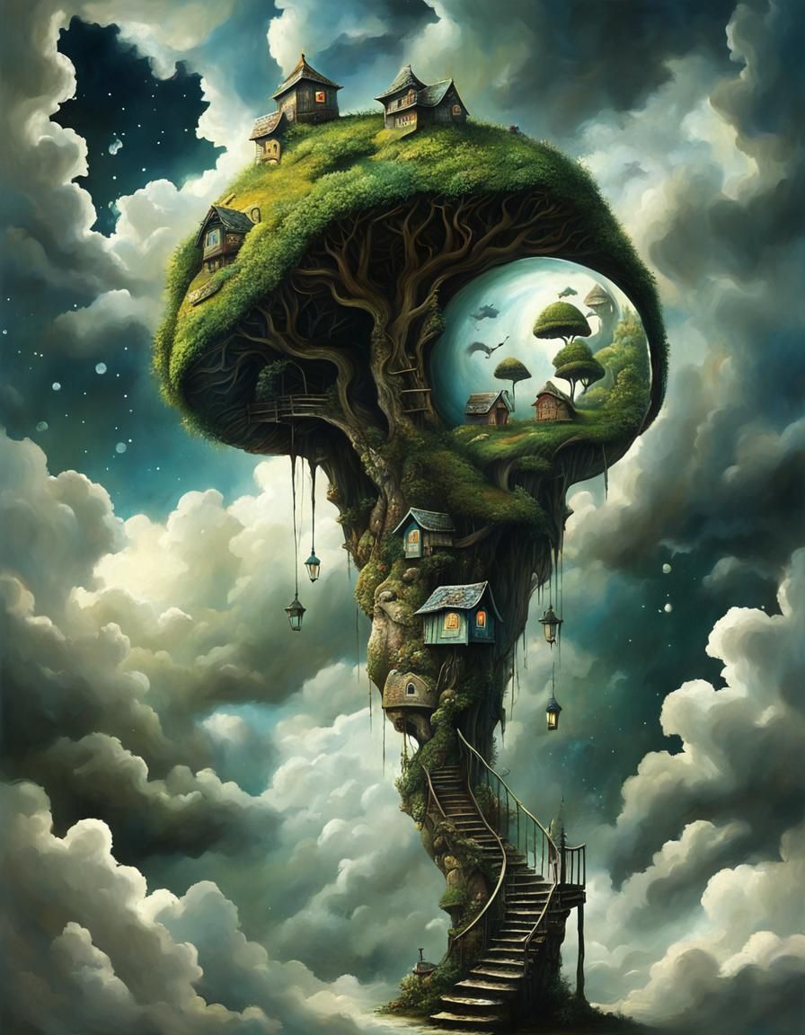 Surreal Mushroom Stargate with Fantasy Garden