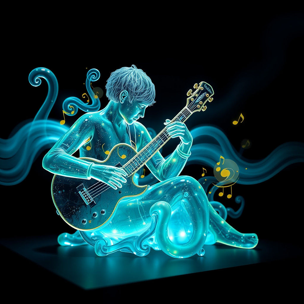 Musician in Glass, Art Nouveau Illustration