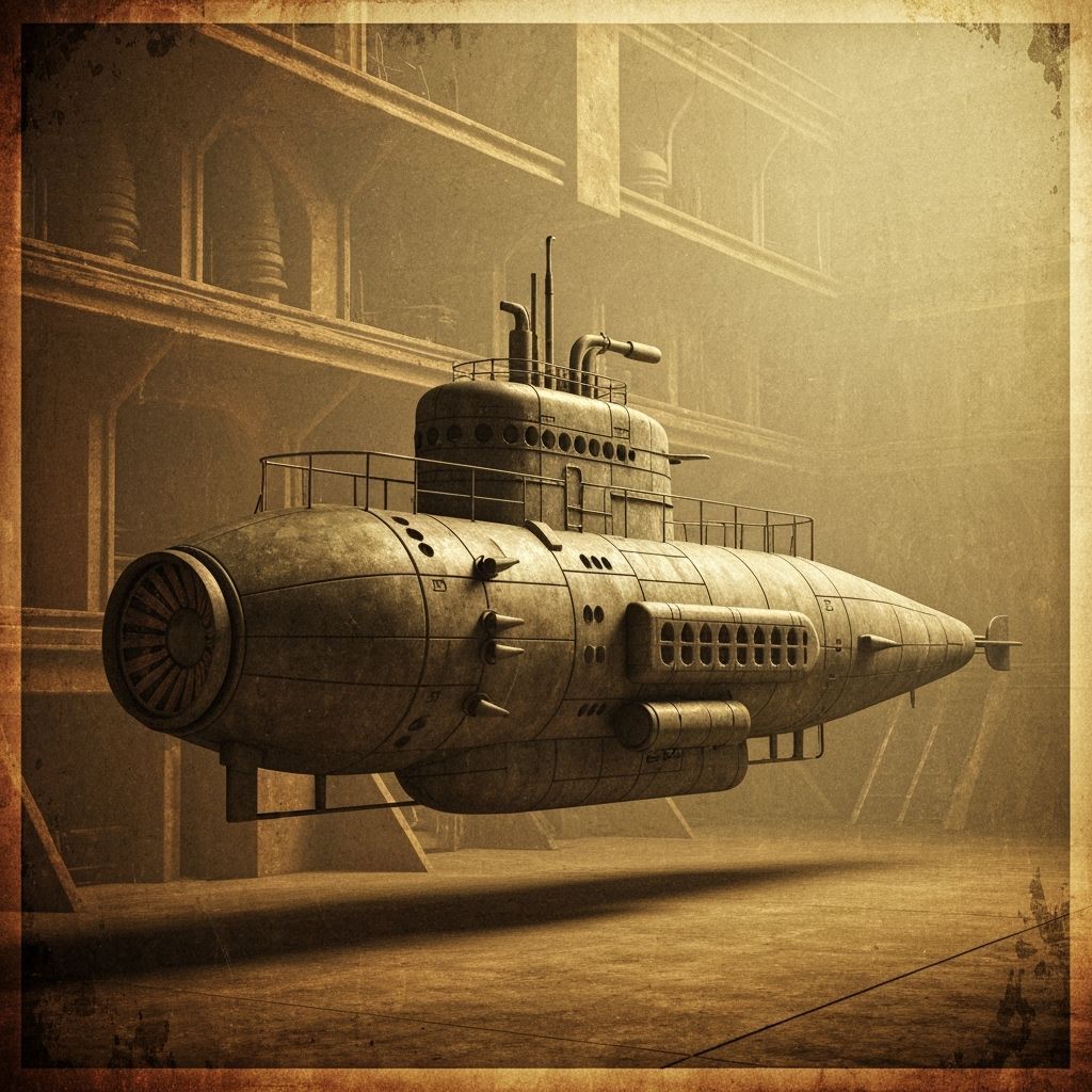Vintage Nautilus Submarine in Diesel-Punk Style
