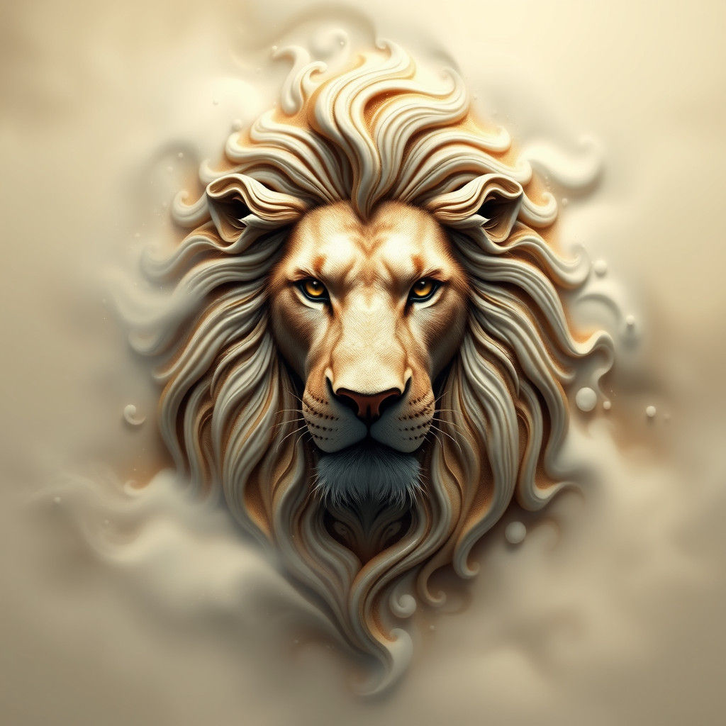 Espresso Lion Head in Dreamy Fantasy Style