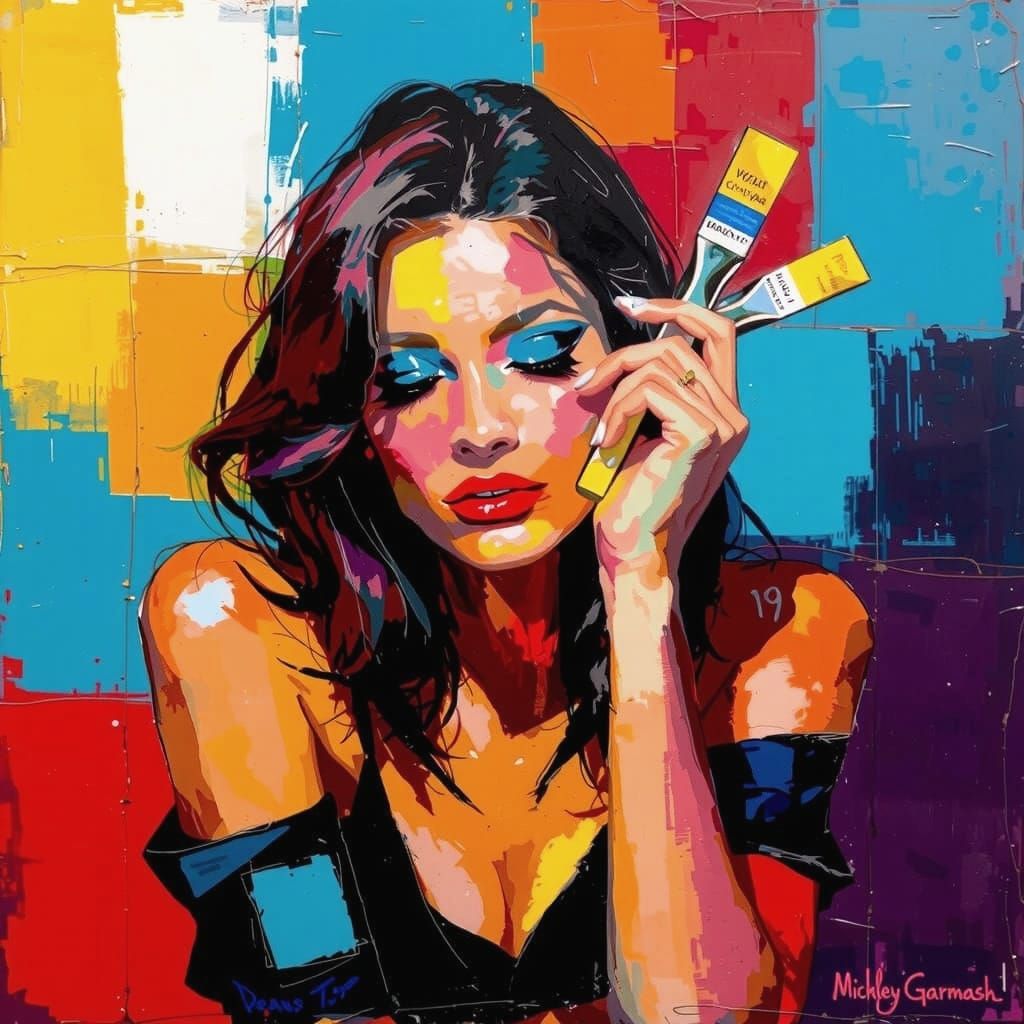 Colorful Abstract Painting with Tactile Texture